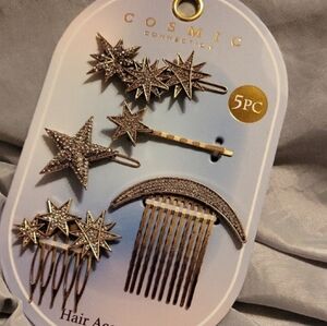Moon Star Hair Pins Gold 5pc